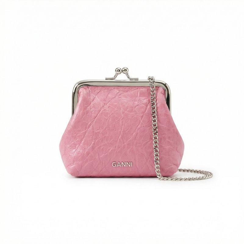 Crushed Coin Purse – Ganni – Leather – Pink