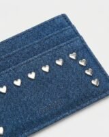 Heart Studs Card Holder – Ganni – Cotton – Blue