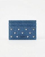 Heart Studs Card Holder – Ganni – Cotton – Blue