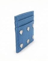 Heart Studs Card Holder – Ganni – Cotton – Blue