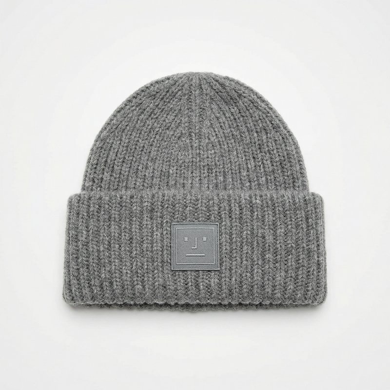 Large Face Logo Beanie – Acne Studios – Wool – Grey