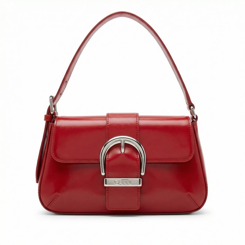 Kat Baguette Shoulder Bag – Ganni – Leather – Red