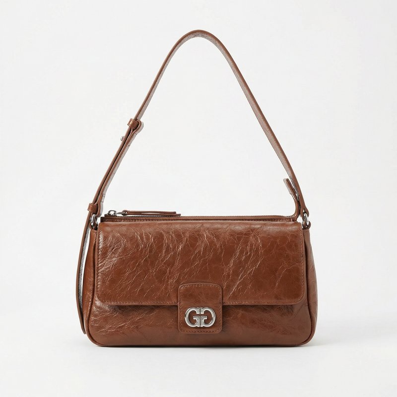Kat Baguette Shoulder Bag – Ganni – Leather – Brown