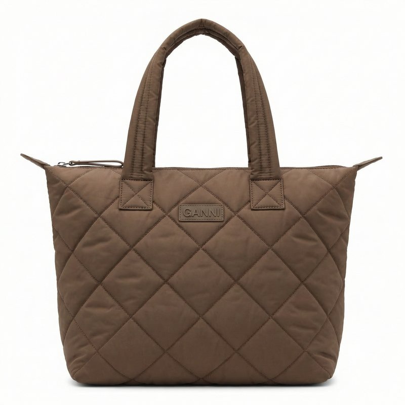 Re-Tech Quilted Tote Bag – Ganni – Synthetic – Brown
