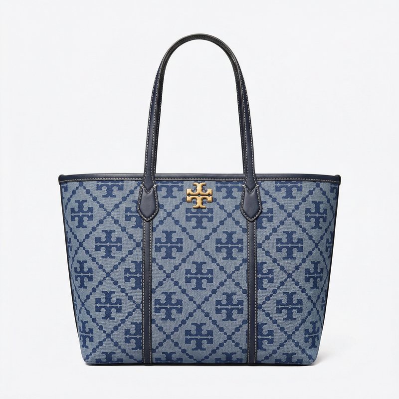 T-Monogram Shopper Bag – Tory Burch – Cotton – Blue