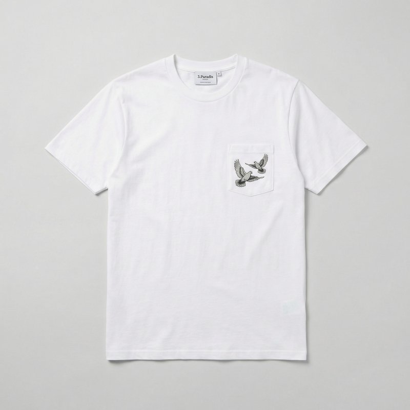 Doves Pocket T-Shirt – 3.PARADIS – Cotton – White