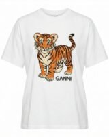 Beaded Baby Tiger Print T-Shirt – Ganni – Cotton – White