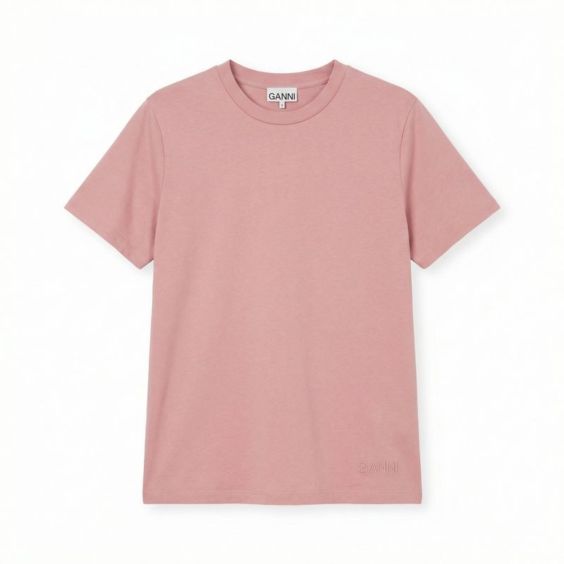 Basic Cotton Jersey T-Shirt – Ganni – Cotton – Pink