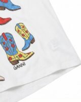 Basic Cotton Jersey T-Shirt Boots Print – Ganni – Cotton – White