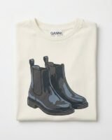 Basic Cotton Jersey T-Shirt Boots Print – Ganni – Cotton – White