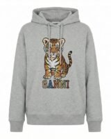 Isoli Beaded Baby Tiger Print Hoodie – Ganni – Cotton – Grey
