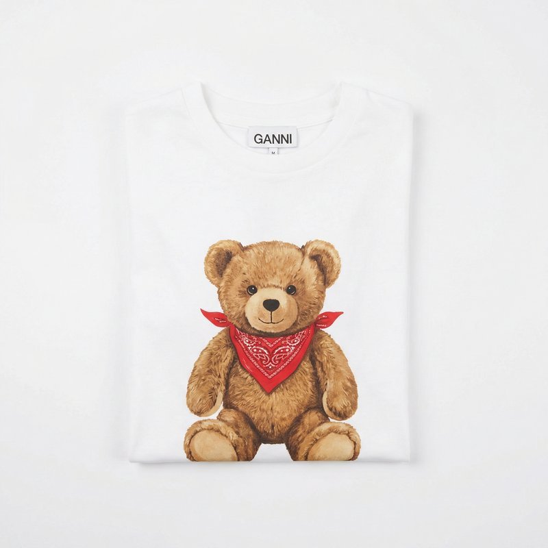 Basic Teddy T Shirt – Ganni – Cotton – White