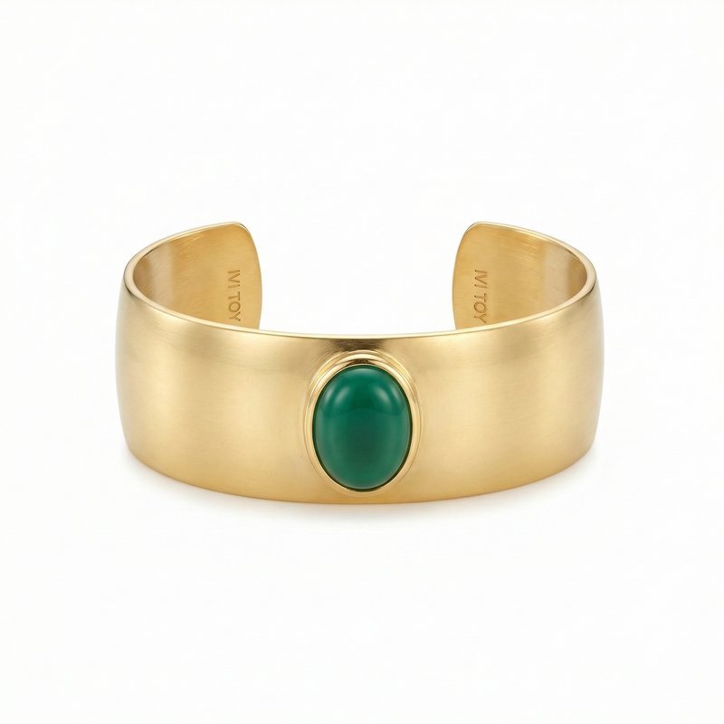 Toy Cuff Bracelet – Ivi – Green Onyx – Or