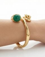 Toy Cuff Bracelet – Ivi – Green Onyx – Or
