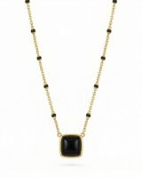 Black Stone And Enamel Necklace – Missoma – Gold – Metal
