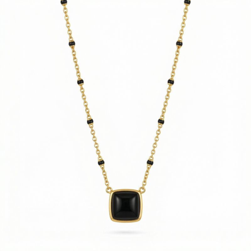 Black Stone And Enamel Necklace – Missoma – Gold – Metal