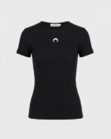 Moon Logo Ribbed Jersey T-Shirt – Marine Serre – Other – Black