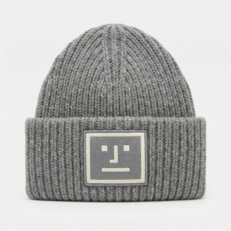 Large Face Logo Beanie – Acne Studios – Wool – Grey