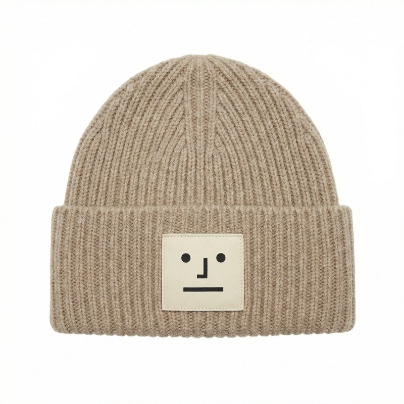 Large Face Logo Beanie – Acne Studios – Wool – Beige