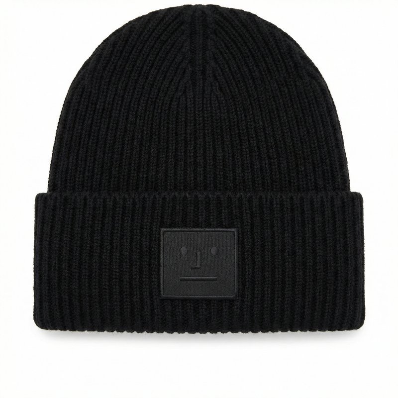 Large Face Logo Beanie – Acne Studios – Wool – Black