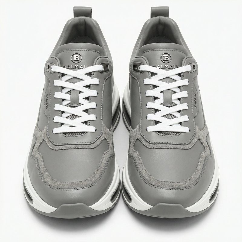 Swan Sneakers – Balmain – Leather – Grey